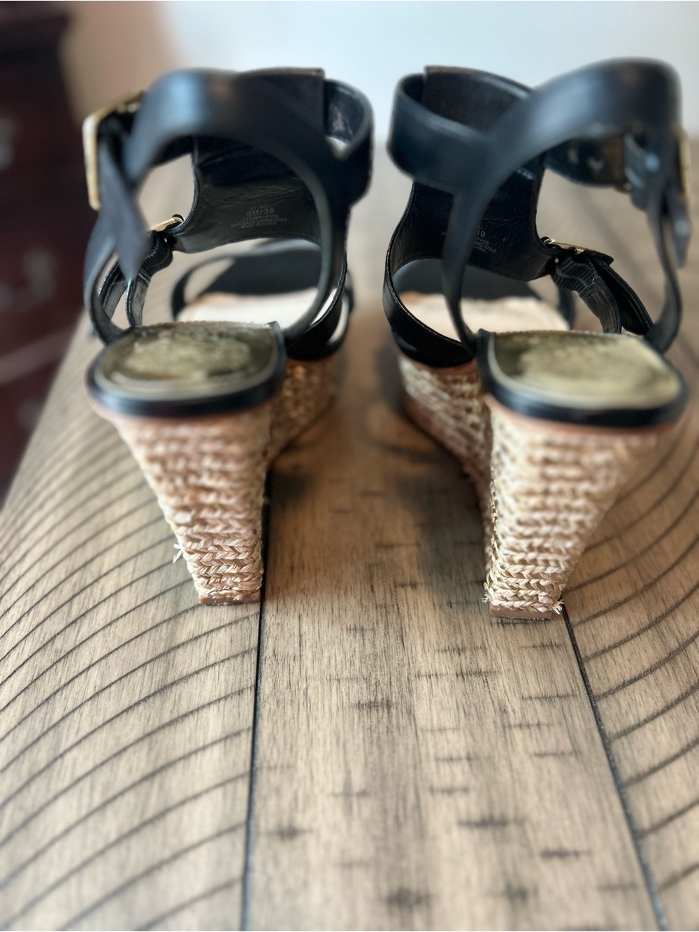 Vince Camuto Black Double Buckle Block Heel Sandals - Picture 5 of 10